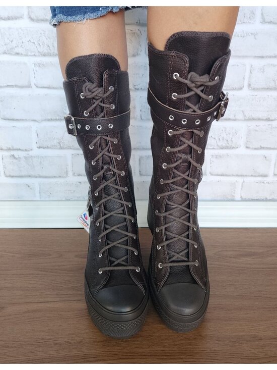 Converse Chuck 70 De Luxe Heel XXHi Buckles Heels 11.5 Women Boots Brown A15659C - Picture 5 of 8